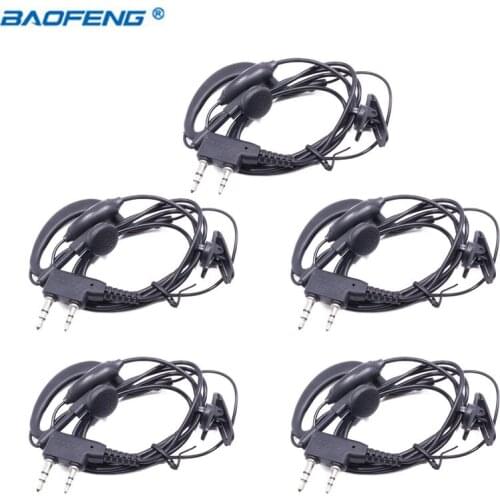 5pcs baofeng Ham radio 2pin K port earpiece ptt mic headset for handheld walkie talkie BAOFENG UV-5R UV-82 BF-888S 2 way radio