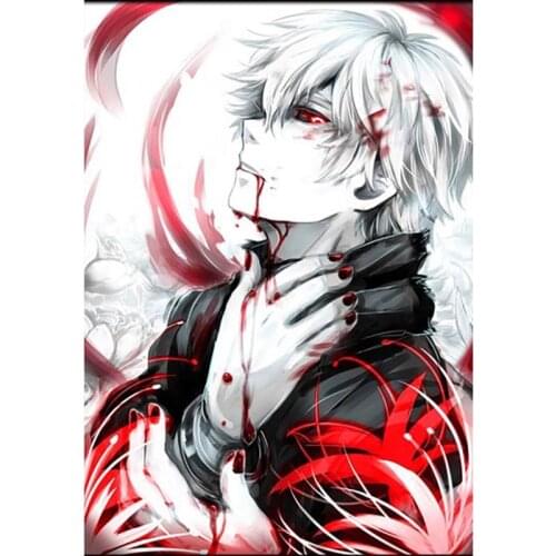 5D DIY Diamond Painting Japan Anime Kaneki Ken Tokyo Ghoul Diamond Embroidery Cross Stitch Mosaic Home Decor Gift