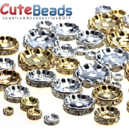 Free shipping 4/5/6/7/10/12 / 15mm gold and silver color Rondelle crystal beads handmade DIY jewelry found necklace loose gasket