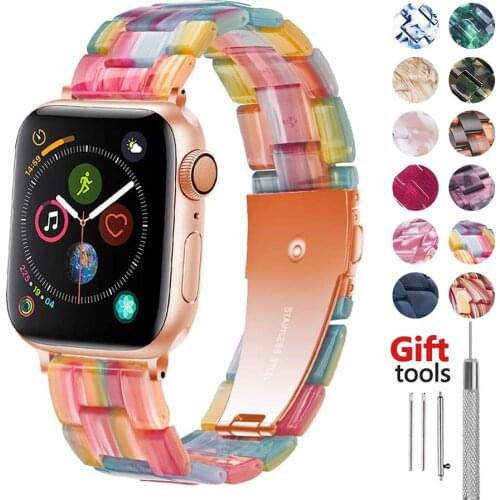 Resin bracelet for apple watch 6 band 44mm iwatch 42mm Series 5 4 3 2 SE strap Wrist Accessories loop 40mm Watchband Replacement