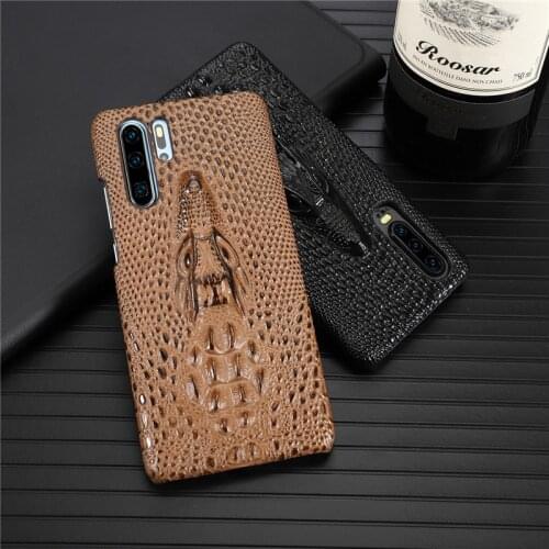 For Huawei Mate 20 Pro Case Luxury Genuine Leather Hard PC Cover 3D Crocodile Funda For Huawei Mate 30 Pro P30 Pro Case Coque