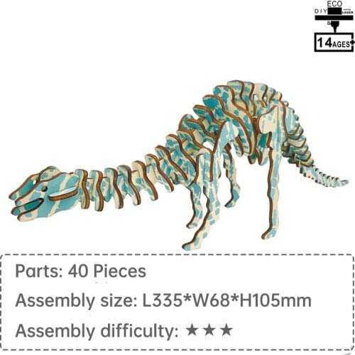 Dinosaur model Diplodocus Marsh learning toys for children Dinosaur 3D puzzle wood toys for children Dinosaur 3D model toys