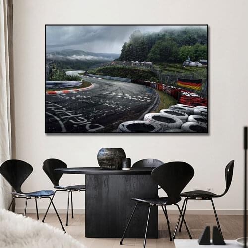 Nurburgring Rally Road Sports Car Track Canvas Painting Poster Prints Forest Landscape Wall Art for Living Room Cuadros Unframed