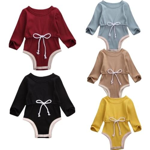 Spring Autumn Baby Girl Romper Jumpsuit Pajamas Long Sleeve Ribbed Outfit baby spring winter clothing