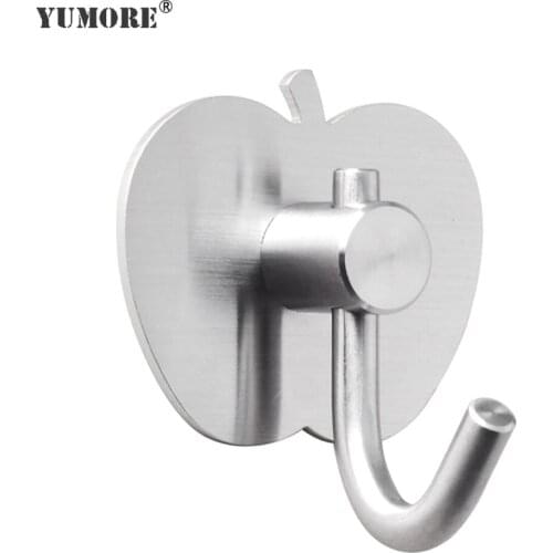 YUMORE Self-Adhesive 304 Stainless Steel Towel Hooks Family Hanging Hooks Hats Bag Family Robe Hats Bag Key Wall Hanger