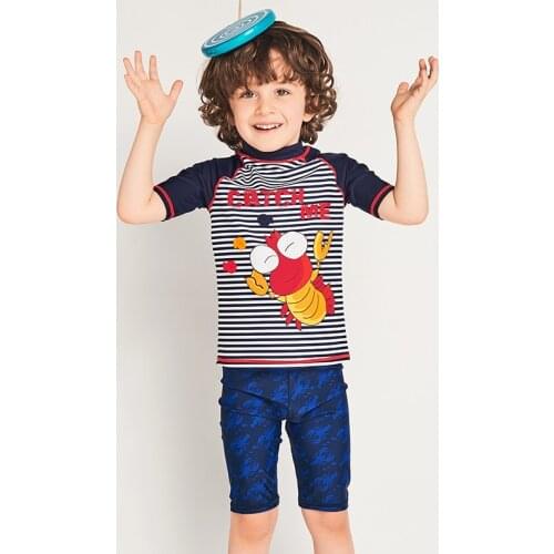 Julysand Boys Swimwear Cute Two Pieces Swimsuit Kids Short Sleeve Cartoon Printed Skin Care Fitness High-end Bathing Suit