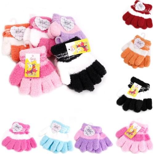 Cute Infant Baby Kid Full Finger Warm Winter Gloves Toddler Knit Rainbow Mittens E06F