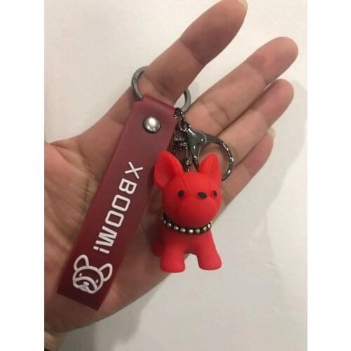 Fashion Punk French Bulldog Keychain Cute Zodiac Ox Keychain for Women Bag Pendant Jewelry Trinket Mens Car Key Ring Key Chain
