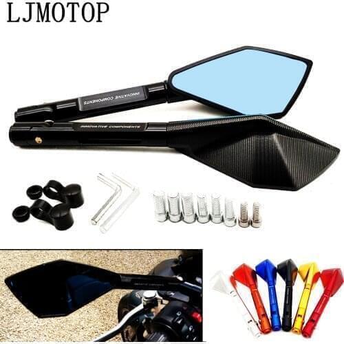 Motorcycle Mirrors Aluminum Motorbike Handlebar Rearview Mirrors Blue For Benelli leoncino 500 trk 502 hyosung gt650r Moto Part