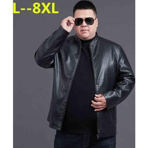 8XL 6XL 5XL Korean version of the jacket mens stand collar slim casual leather mens leather jacket mens motorcycle PU jacket