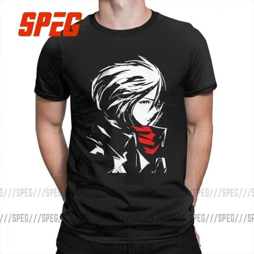 Attack On Titan Mikasa AOT Beautiful T Shirts Purified Cotton Mens T-Shirts Cool Tee Shirts Unique Short-Sleeved Crewneck