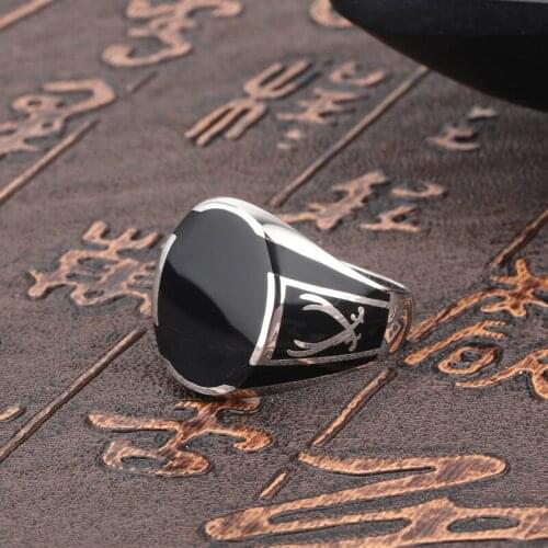 925 Sterling Silver Ring Black Agate Pattern Gemstone Ring Wholesale, Couple Wedding Rings, Rings for Men
