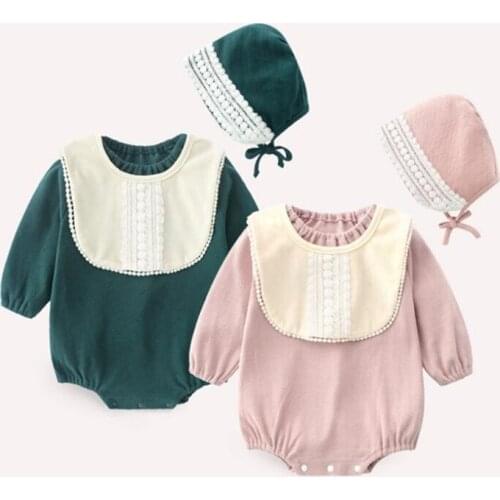 Soft breathable newborn baby girls romper cute tassel front design newborn baby jumpsuit for girls clothes toddler clothing set