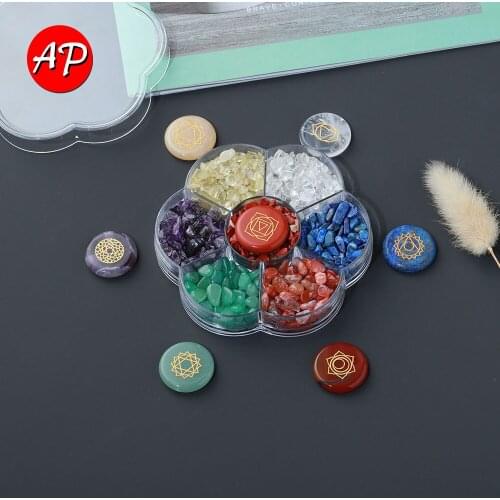 Natural Quartz Seven Color Gem Gravel Seven Chakras Aura Symbol Crystal Divination Energy Conversion Diy Gift