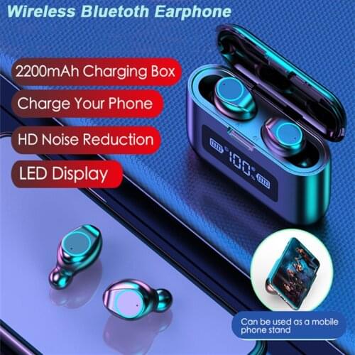TWS LED Display Bluetooth earbuds with charging HD Noise reduction wireless Bluetooth Sport Outdoor Headset 2200mAh Charging box