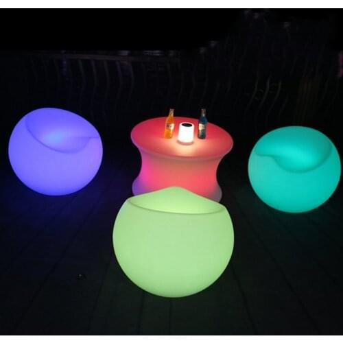 New LED Rechargeable Bar Stool Luminous Plastic Apple Chair Leisure Ball Chair Stool Waterproof Bench Outdoor Disco Furniture