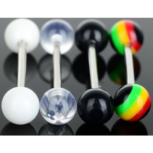 10Pcs Fashion Barbells Ball Tragus Ear Cartilage Labret Lip Piercing Stainless Steel Tongue Rings Body Jewelry White Black Color