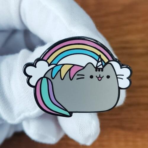 Rainbow Unicorn Cat Brooch Chubsy the Caticorn Enamel Pin Cute Decor shining everywhere