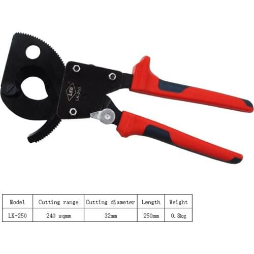 Ratchet cable cutter for cutting copper-aluminum cables, single stranded, multi stranded cable 240sqmm electrical wire cutter