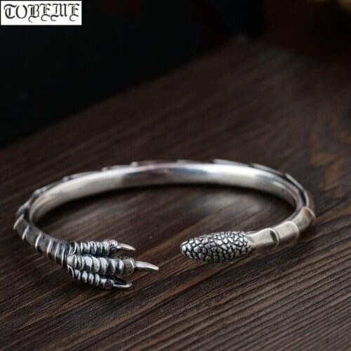 Handmade 100% 925 Silver Eagle Bracelet Snake Cuff Bracelet Pure Silver Man Bracelet