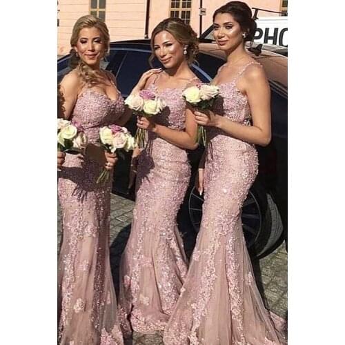 Sexy Spaghetti Straps Bridesmaid Dresses Mermaid Long Prom Dress for Wedding Party