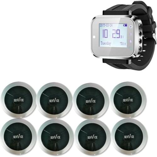 Bank Call System With Fashionable White Black Wireless Waiter Pager Calling System Watch and service call button