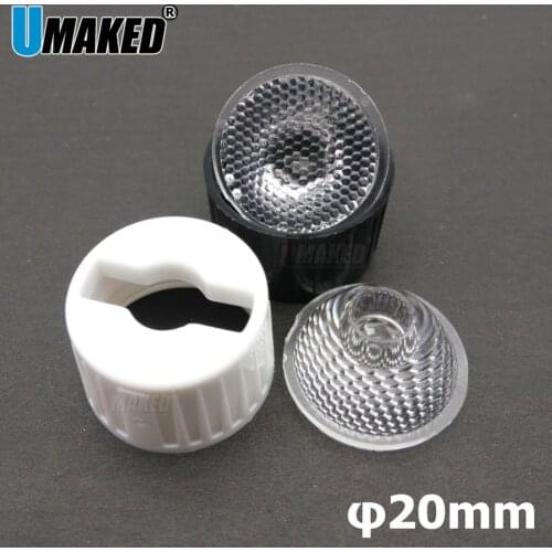 50x20mm 90/120 Degree led lens with blacket holder White/Black lens holder Beads face optical leds for 1/3w High power LED Light