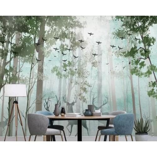 Fresh forest elk Nordic 3d wallpaper mural papel de parede,living room tv sofa wall bedroom restaurant wall papers home decor