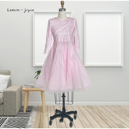 Evening Dresses 2021 Luxury Beading Princess Dress O-Neck Elegant Long Sleeve Prom Dress Party Gown