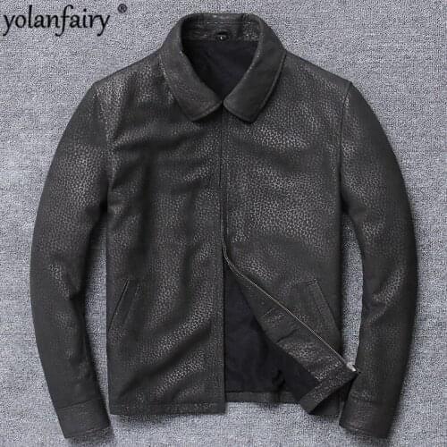 Spring Autumn Leather Jacket Men Short Real Sheepskin Jacket Smart Casual Coat New Chaqueta Cuero Hambre X-1930 Pph351