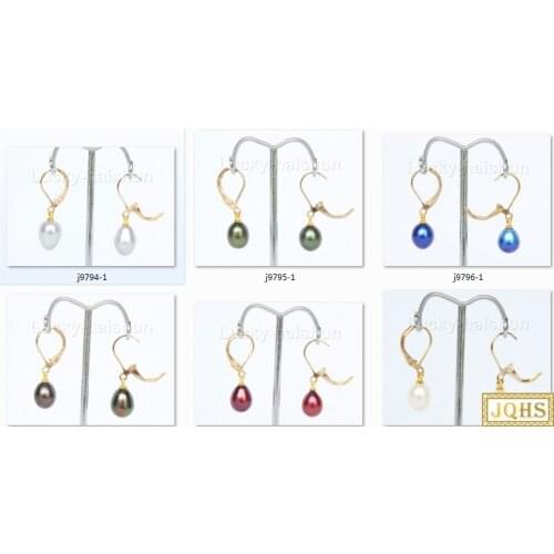 Dangle 8X10mm white drip white green gray blue black pearls Earrings hook j9799