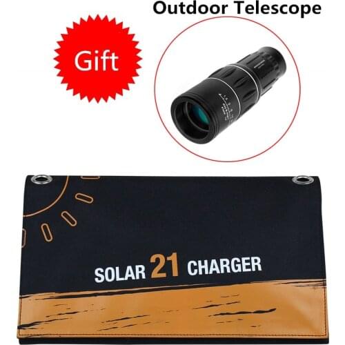 Willone 5V/18V 21W Solar Panel Charger USB DC Dual Output Portable Solar Charger with Storage Bag