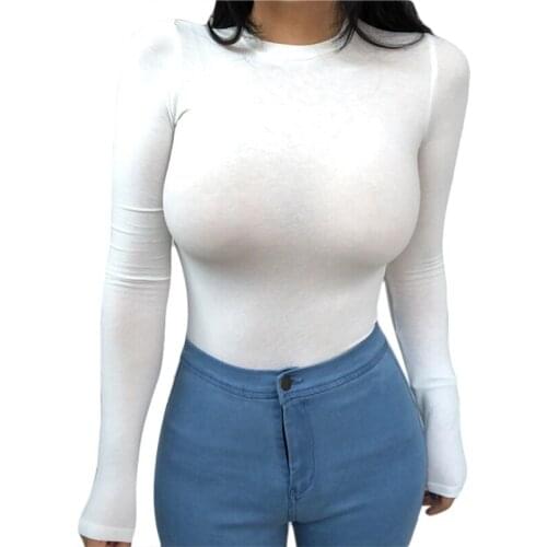 Women Long Sleeve O-Neck Thin T-Shirt Plain Solid Color Micro Perspective Pullover Tops Bodycon Stretch Basic Streetwear