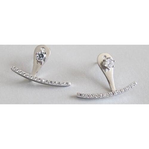 925 Sterling Silver CZ Line Post Stud Earrings Women Jewelry Gift A1751