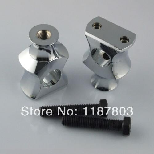 1 Pair 7/8" 22mm Chrome Shorty Handlebar Bar Risers Clamp For Suzuki Bandit 1200 DR 250 350 DRZ125 GS500F GSX-R600 Hayabusa