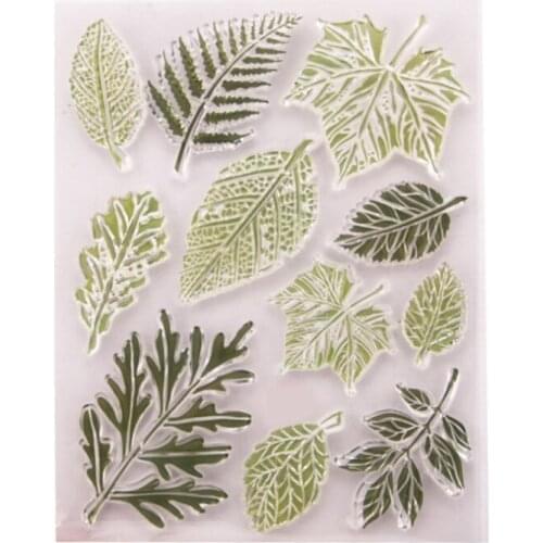 1pc Leaves Transparent Clear Silicone Stamp Seal DIY Scrapbook Rubber Stencil Coloring Diary Decoration Office School Supplies