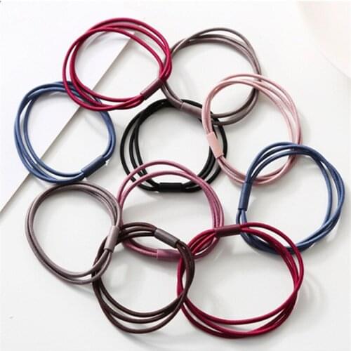 10pcs Black Colorful Elastic Hair Bands Ponytail Holder Women Girls Cute Rubber Bands Headbands Headwear DIY Hair Accessories