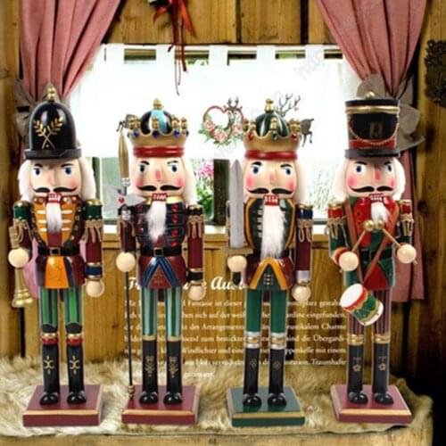 30cm Wooden Nutcracker Figurine Christmas Ornaments Decoration Dolls Colorful Hand Painted Vintage Design Desk Decor