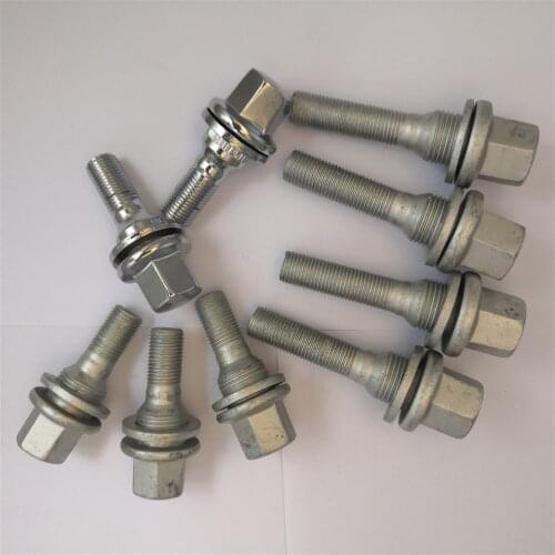 4 PCS M12 x 1.25 ALLOY WHEEL EXTRA LONG THREAD BOLTS FLAT SEAT WASHER For Peugeot 206 307 308 407 408