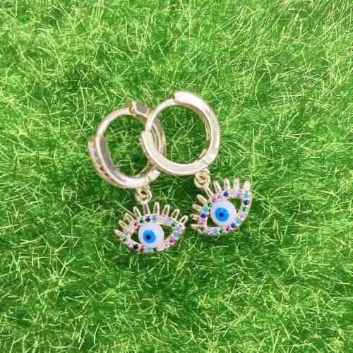 5 Pairs, 5 Pairs, Turkey Small Rhinestone Evil Eye Dangle Earrings For Women Trendy CZ Pave Crystal Earings Circle Jewelry Gift