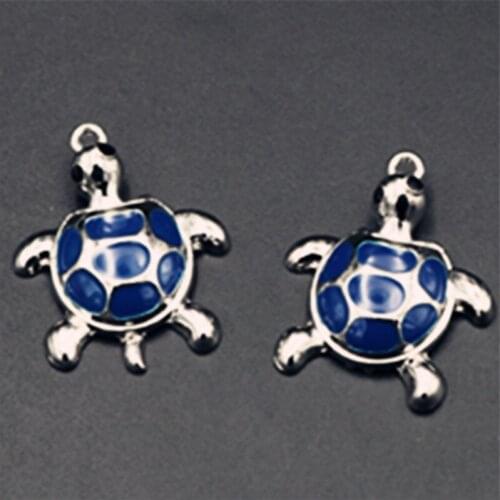 5pcs Antique Silver Color Handmade color glaze Charm Little Turtle Alloy Pendant for Metal Jewelry DIY Findings A747