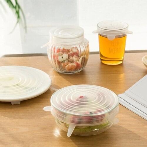 6PC Food grade silicone fresh-keeping cover Silicone Stretch Lids Universal Wrap Bowl Pot Lid Silicone Cover Kitchen Accessories