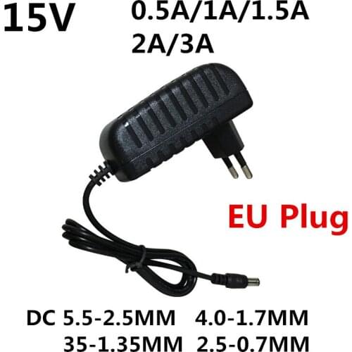 1PCS AC/DC Adapter DC 15V 0.5A 1A 1.5A 2A 3A AC 100-240V Converter Adapter Power 15 V Volt Charger Power Supply EU Plug
