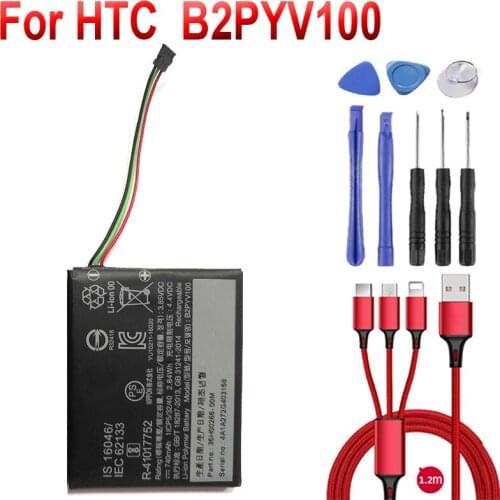 740mAh B2PYV100 Battery For HTC Vive Tracker Acumulator 3 Wire Plug 35H00266-00M New Battery +USB cable+toolkit