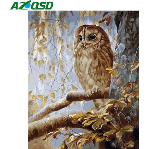 AZQSD Paint By Numbers Owl Picture For Living Room Home Decoration Coloring By Numbers Animal Drawing On Canvas Wall Art