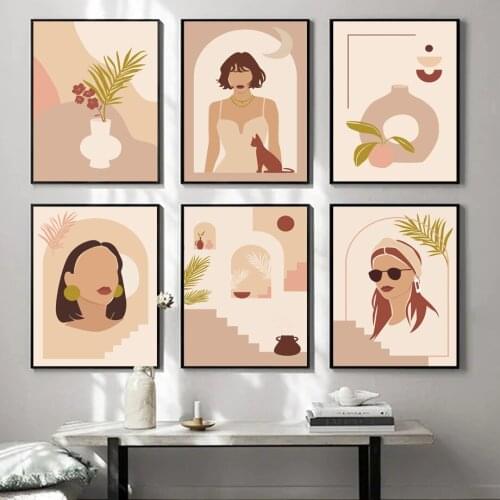 Abstract Pattern Woman Head Portrait Wall Art Canvas Painting Nordic Posters And Prints Wall Pictures For Living Room Home Decor