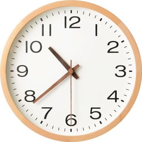 Large Round Wall Clock Simple Wood Modern Design Wall Watch Kitchen Clocks Silent Stylish Minimalist Wood Clock Wall CC60ZB