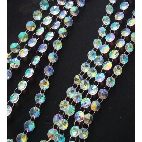 10meters/Lot 14mm Crystal Beads Chain Crystal Glass Garland Strand For Wedding Garland Strand AB Colors Bead Chain