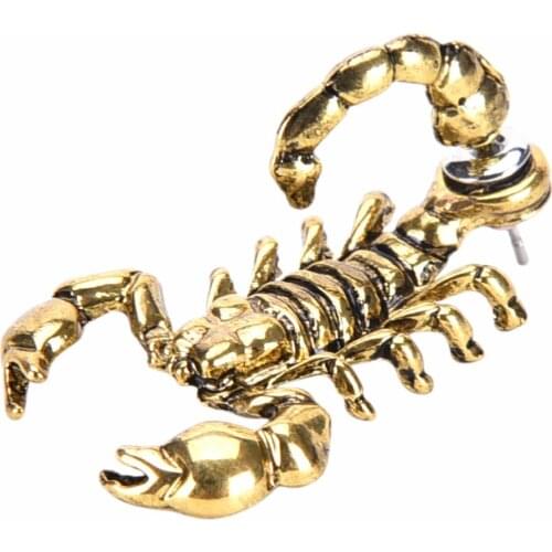 1Pcs Unisex Punk Style Ancient Men Women 3D Double Sided Animal Metal Scorpion Ear Stud Earrings Earrings Jewelry