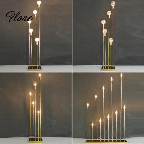Flone 10-head Golden Reed Lights Wedding Props Christmas Party Home Decoration Tall Electronic Candlestick